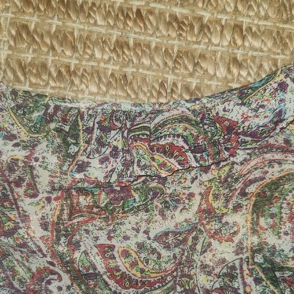 LOFT Paisley Button Down Shirt - Green and Purple - Picture 9 of 10